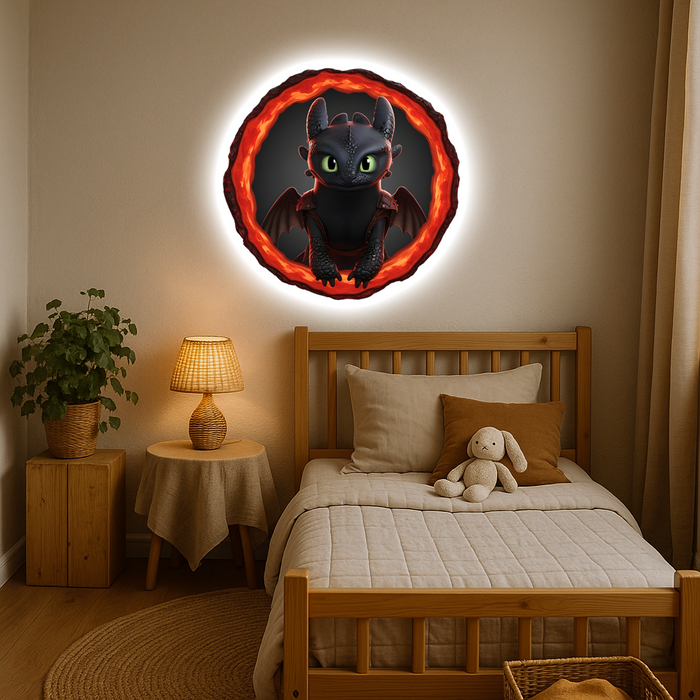 Svietiaci plagát - Dráčik Bezzubok - Ako vycvičiť draka - Nočná lampa
