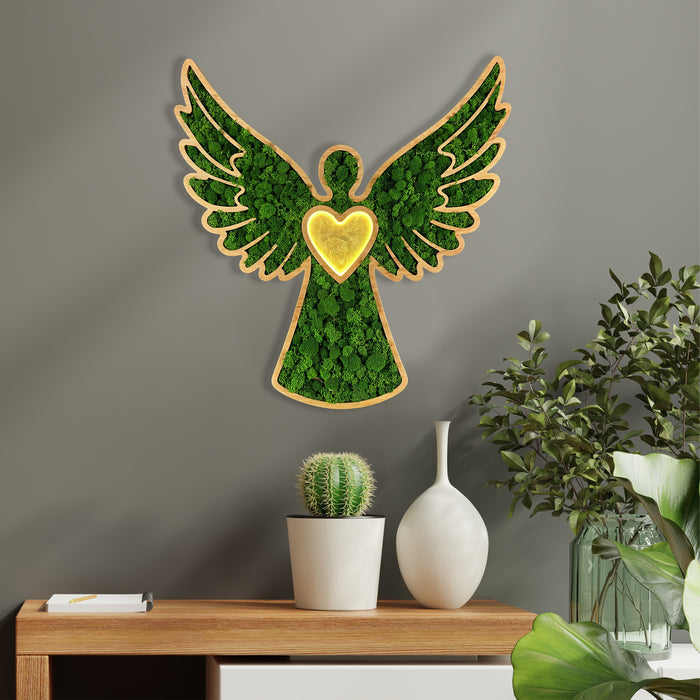 Wooden UV printed poster - Angel with a Yellow Heart