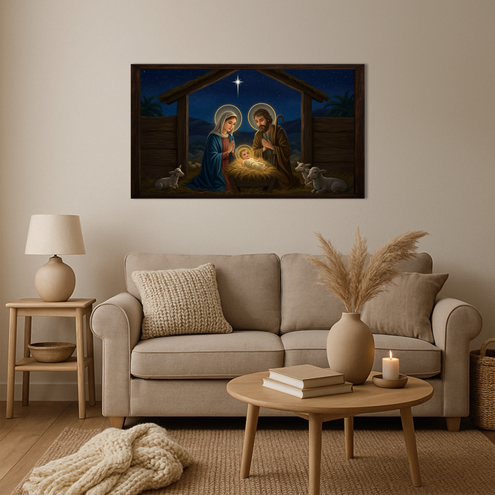 Wooden poster - Nativity scene