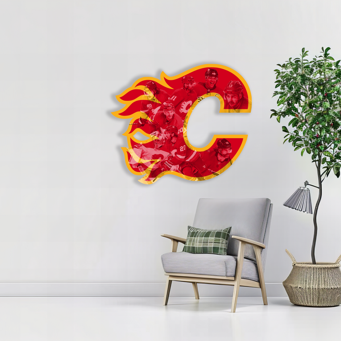 Barevný dřevěný obraz - Calgary Flames