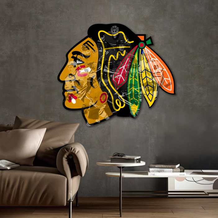 Farebný HDF obraz logo Chicago Blackhawks