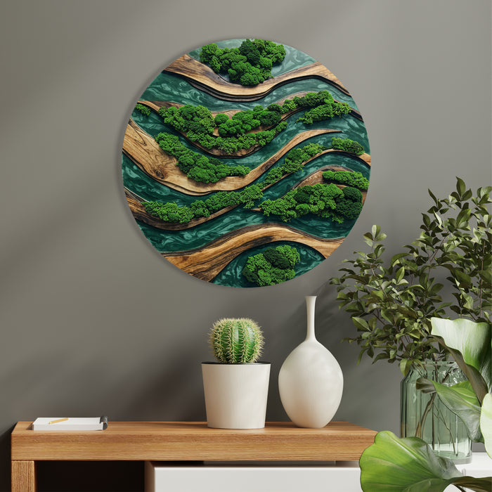 Wooden UV printed poster - Moss waves