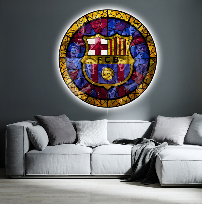 Svietiaci obraz Logo FC Barcelona - Sklenený efekt