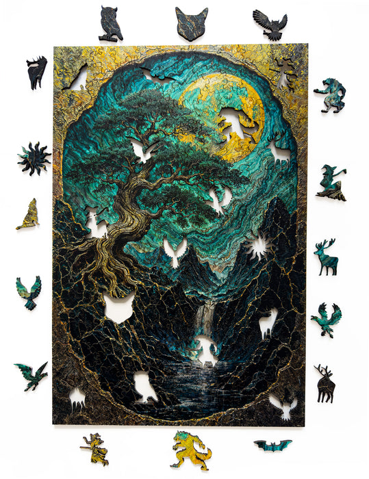 Drevené puzzle Zlatý borovicový strom