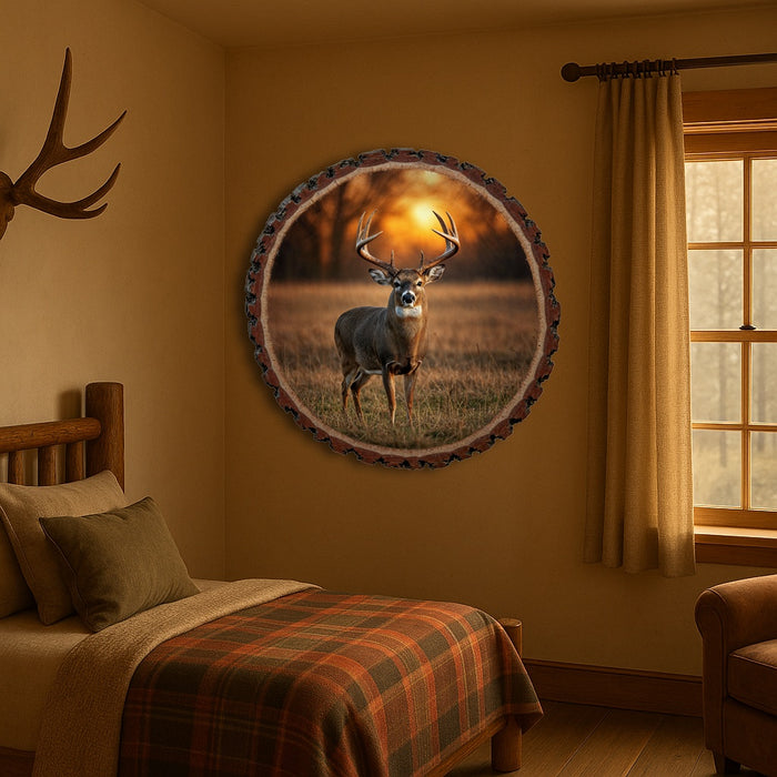 Wooden UV printed poster - Deer at Dawn