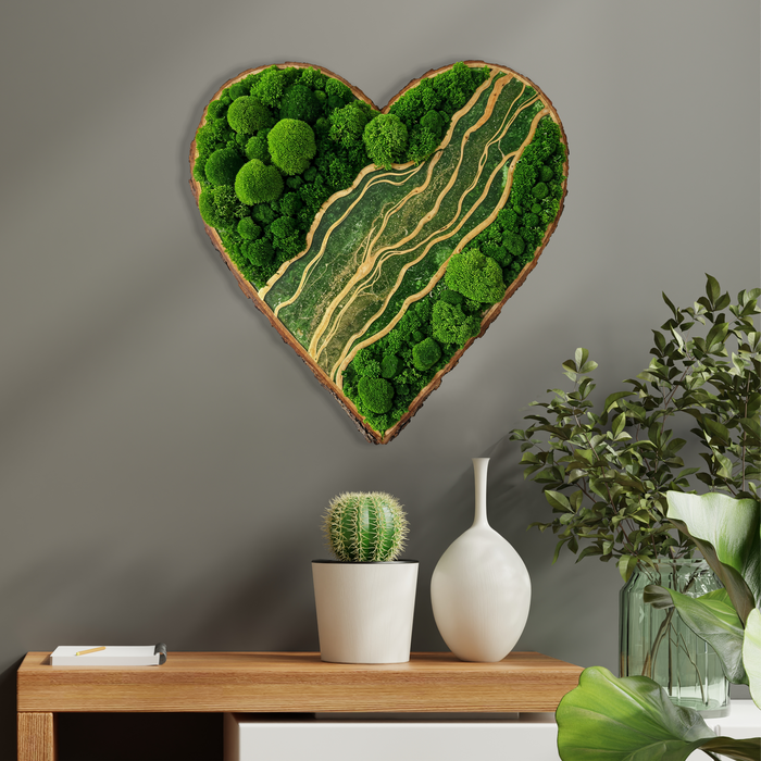 Wooden UV printed poster - Moss Heart