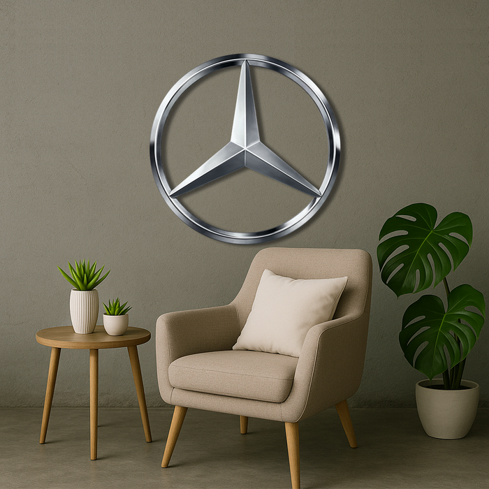 Wooden UV printed poster - Mercedes-Benz - logo