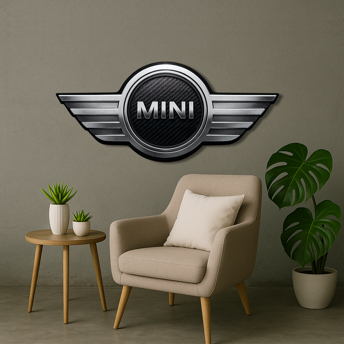 Wooden UV printed poster - Mini Cooper - logo