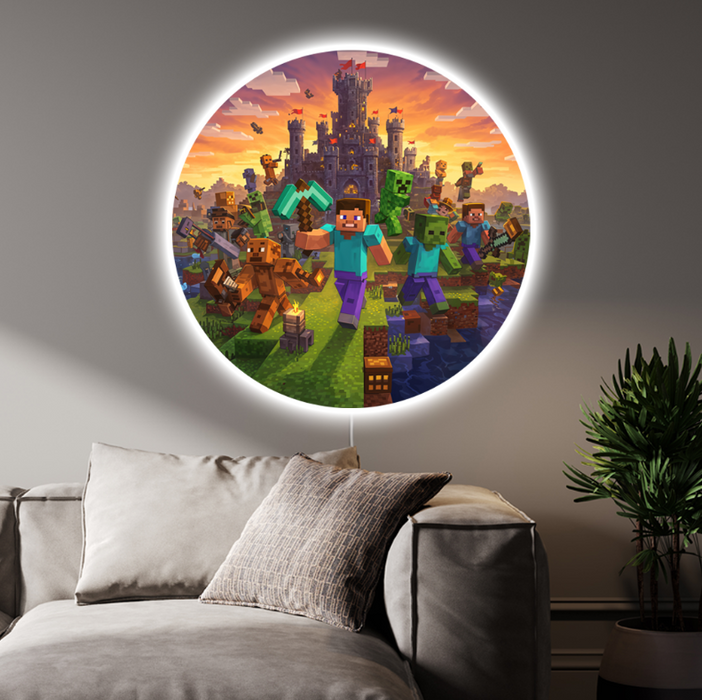 Svietiaci obraz - Minecraft svet - Nočná lampa