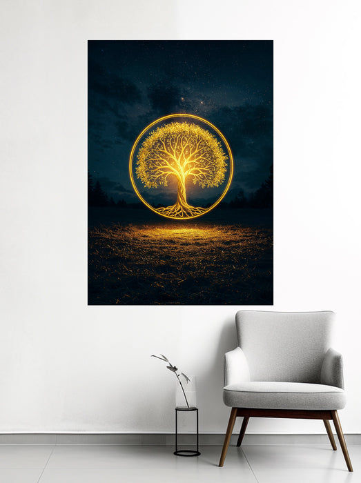 Wooden colorfull wall art - Tree of life golden night