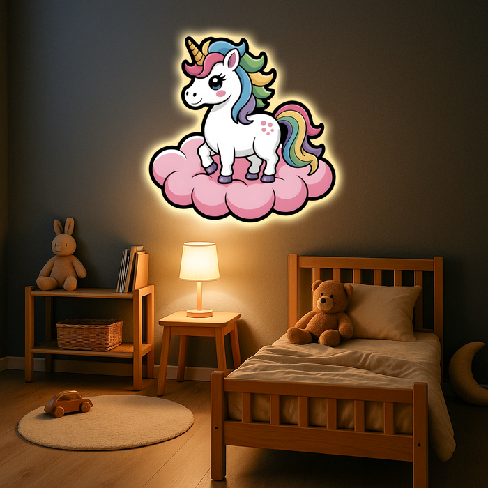 Svietiaci obraz - Dúhový Jednorožec - Nočná lampa
