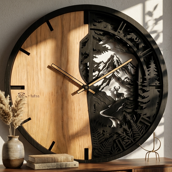 Horloge Murale en Chêne Massif « Montagne »