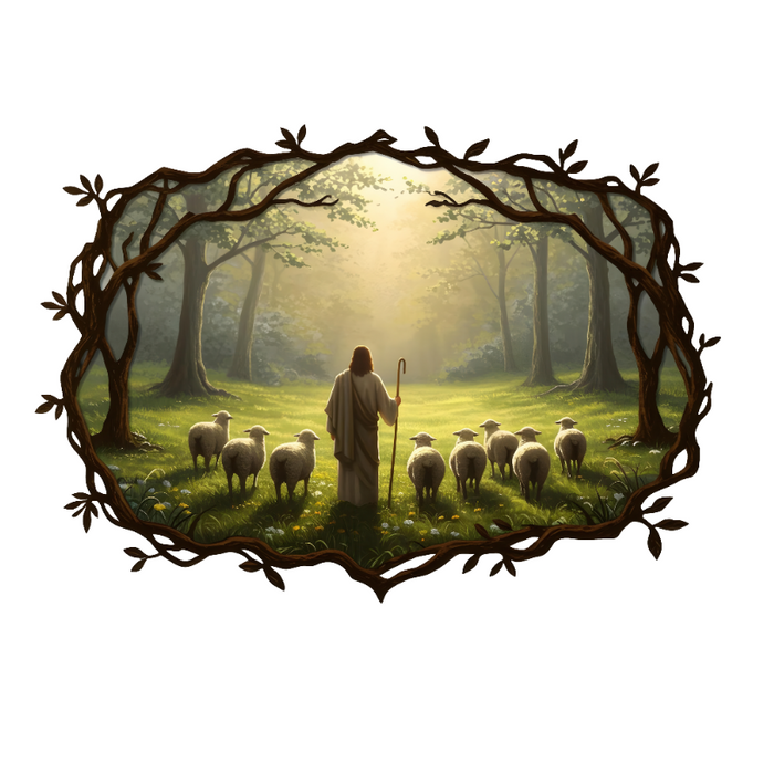 Wooden poster - Jesus shepherdeth His sheep