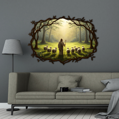 Wooden poster - Jesus shepherdeth His sheep