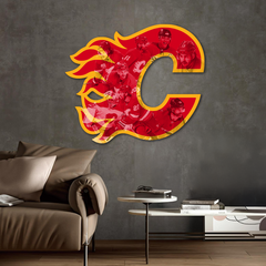 Barevný dřevěný obraz - Calgary Flames