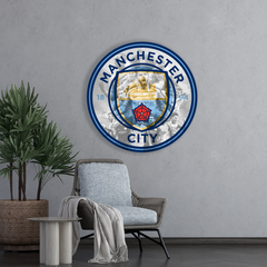 Barevný dřevěný obraz- Manchester City