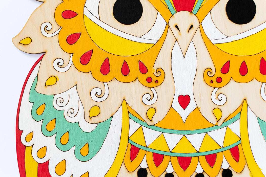Træ-malesæt – Mandala Ugle