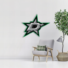 Barevný dřevěný obraz-Dallas Stars