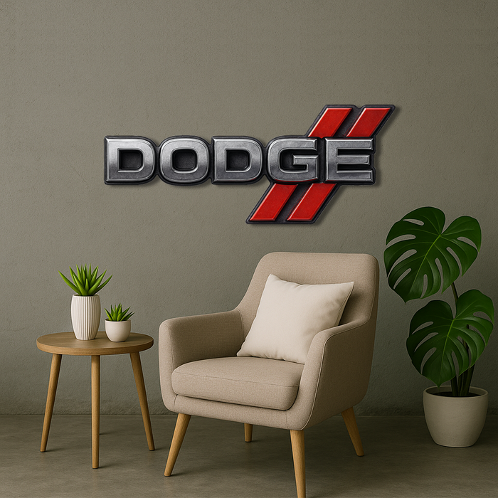 Wooden UV printed poster - Dodge - logo