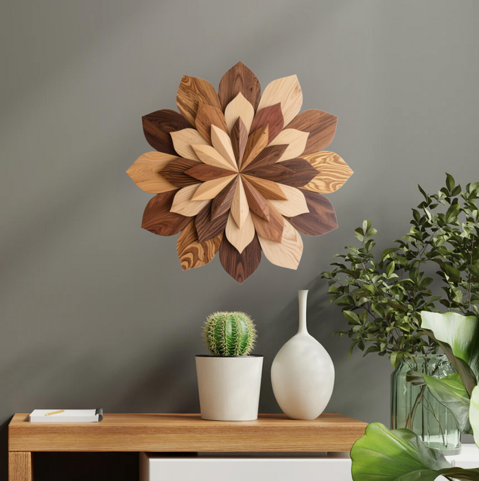 Wooden UV printed poster - Wooden mandala - wooden style