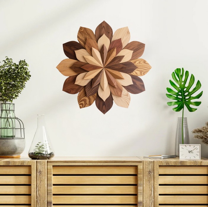 Wooden UV printed poster - Wooden mandala - wooden style