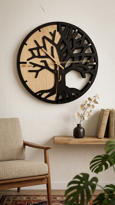 Orologio 3D in Rovere T-Tatra – "Albero della Vita"