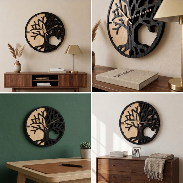 Orologio 3D in Rovere T-Tatra – "Albero della Vita"