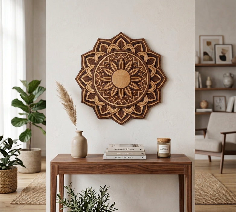 Wooden UV printed poster - Mandala Sun time