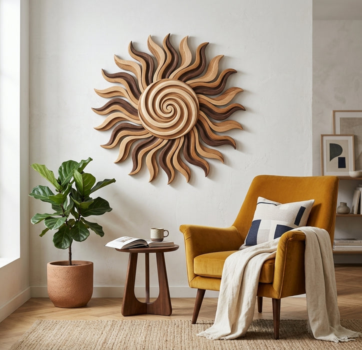 Wooden UV printed poster - Curvy Sun