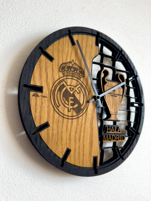 3D Dubové drevené hodiny Real Madrid 30cm-50cm-84cm
