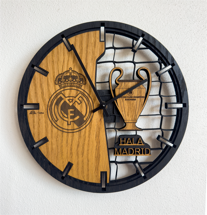 3D Dubové drevené hodiny Real Madrid 30cm-50cm-84cm