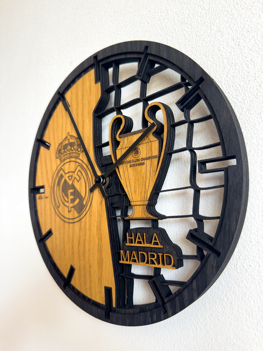 3D Dubové drevené hodiny Real Madrid 30cm-50cm-84cm