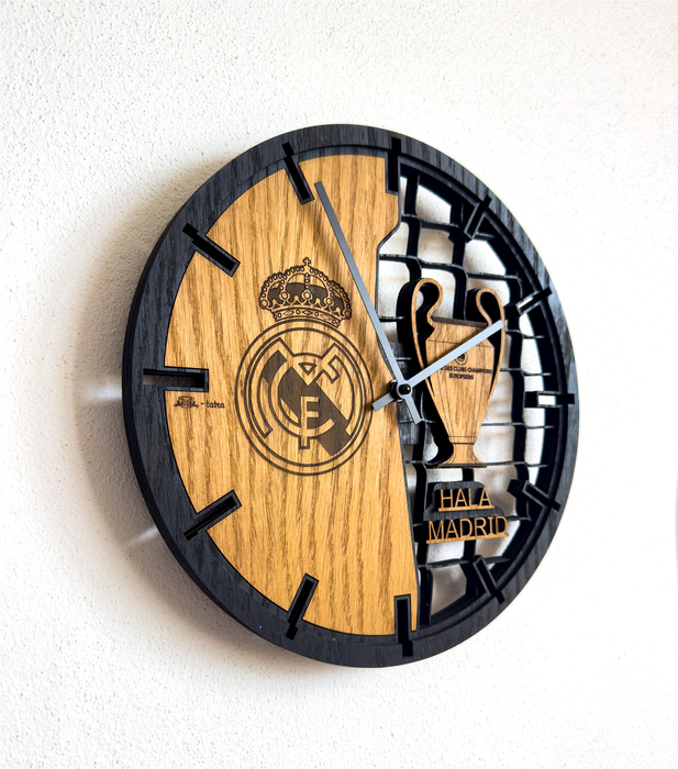 3D Dubové drevené hodiny Real Madrid 30cm-50cm-84cm