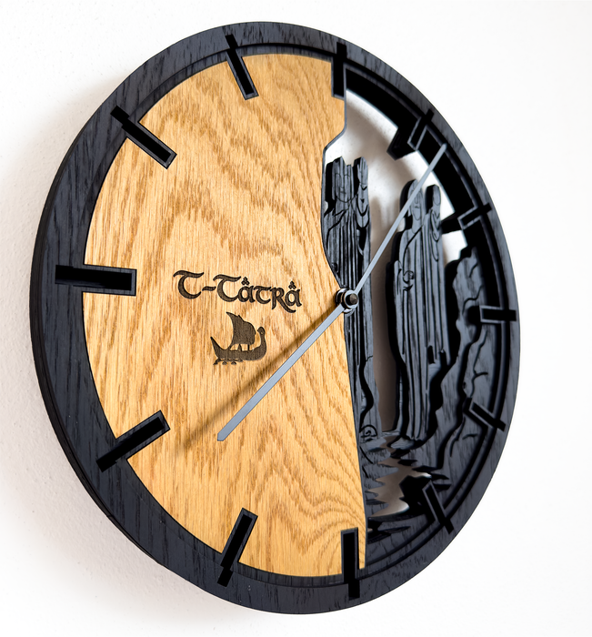 Realizzazione su ordinazione – Orologio da parete 3D in legno di quercia T-Tatra 30cm/50cm/84cm