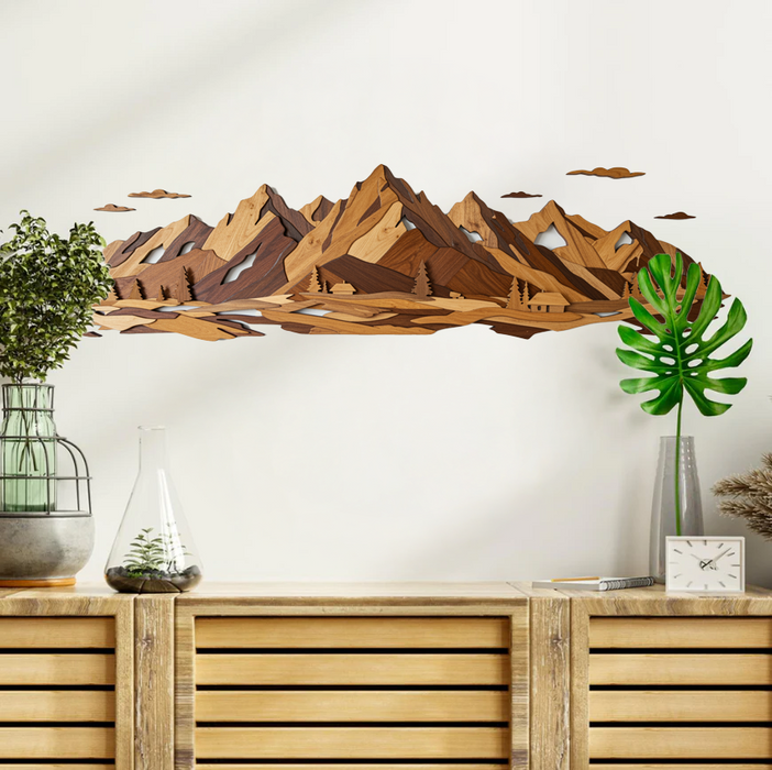 Drevený obraz s UV potlačou - Horský chrbát - Drevený dizajn