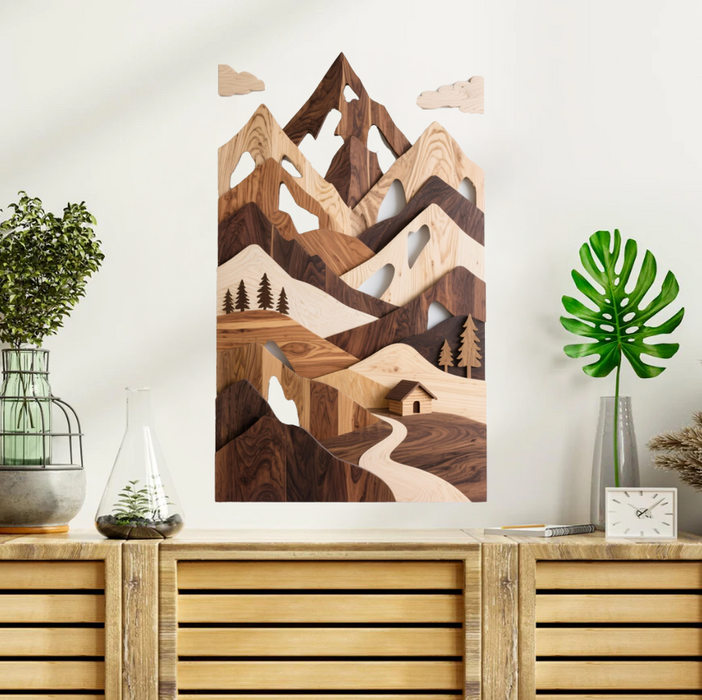 Drevený obraz s UV potlačou - Horský panel - Drevený dizajn