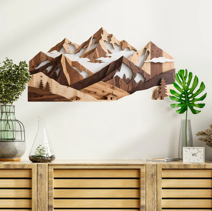 Wooden UV printed poster - Montain lover - wooden style