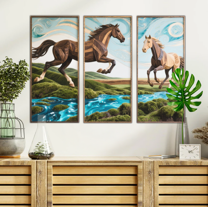 Painting - Dreiteiliges Set - Wilde Pferde