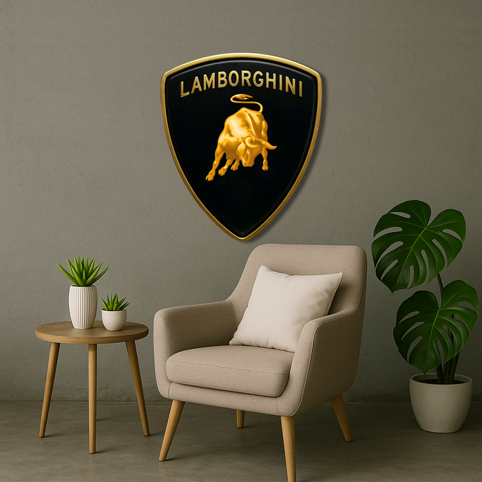 Wooden UV printed poster - Lamborghini - logo