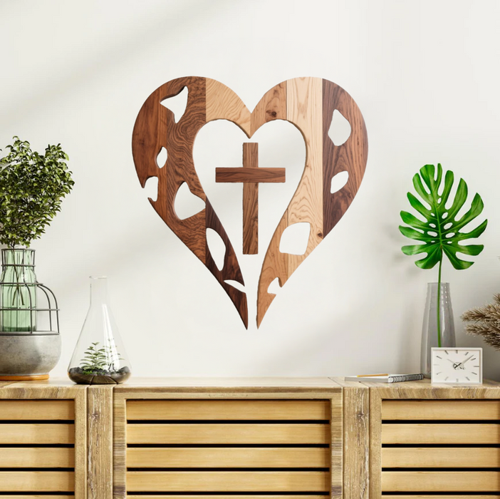 Wooden UV printed poster - No Love Without the Cross - wooden style