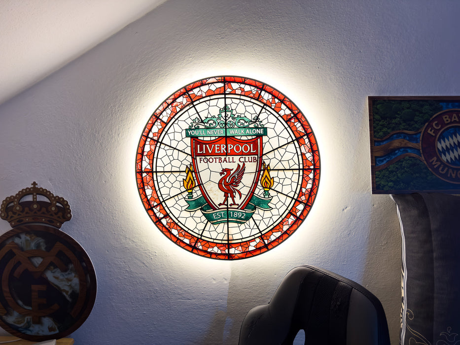 Svietiaci obraz Logo Liverpool - Sklenený efekt