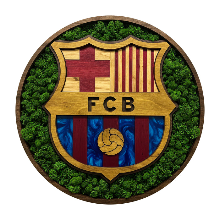 Machový drevený obraz - FC Barcelona