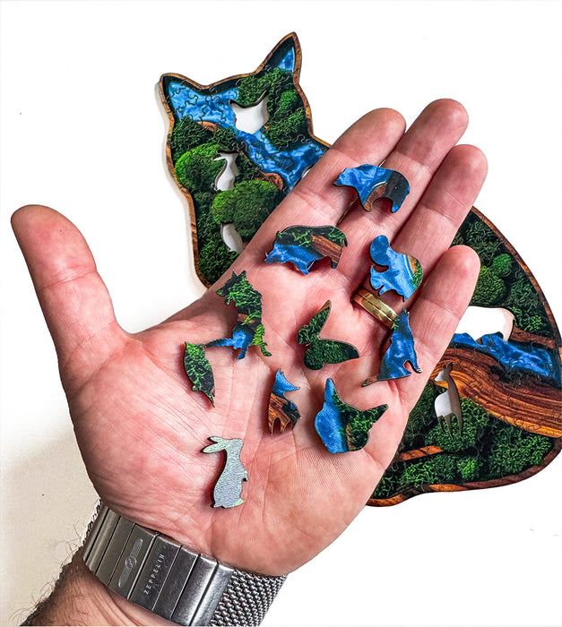 Cat - moss - Wooden Jigsaw Puzzle