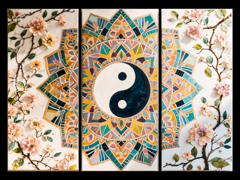 Painting - Three Panel Set - Marble Mandala