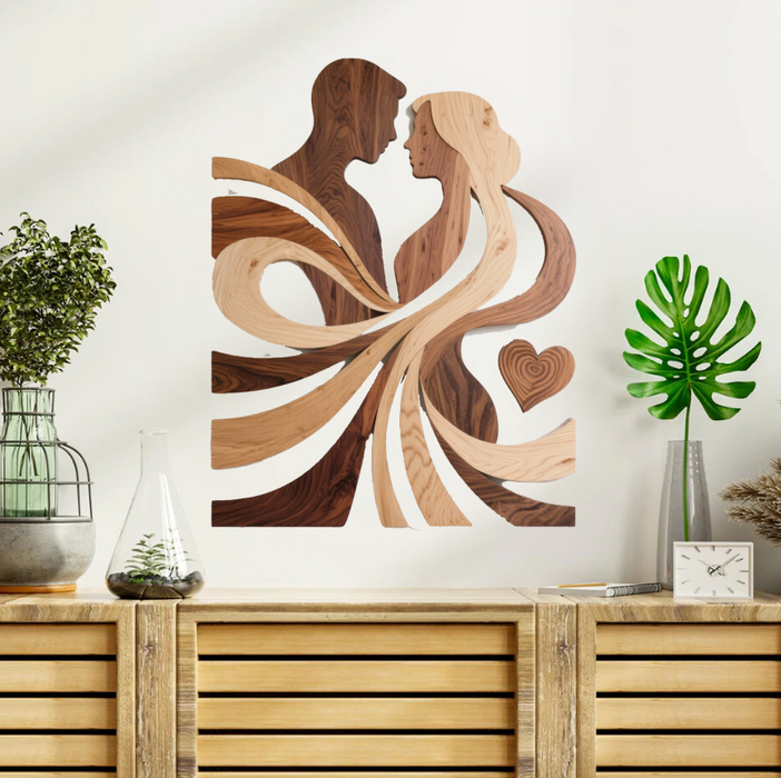 Wooden UV printed poster - Lovers - wooden style