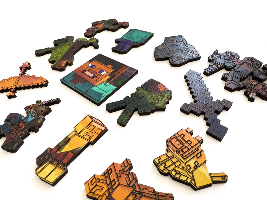 Minecraft Svet - drevené puzzle