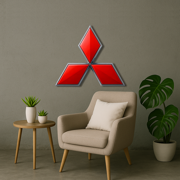 Wooden UV printed poster - Mitsubishi - logo