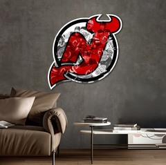 Barevný dřevěný obraz- New Jersey Devils