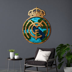 Dřevěný mechový obraz - Real Madrid