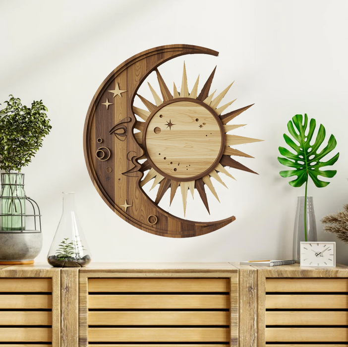 Drevený obraz s UV potlačou - Drevený mesiac - Drevený dizajn